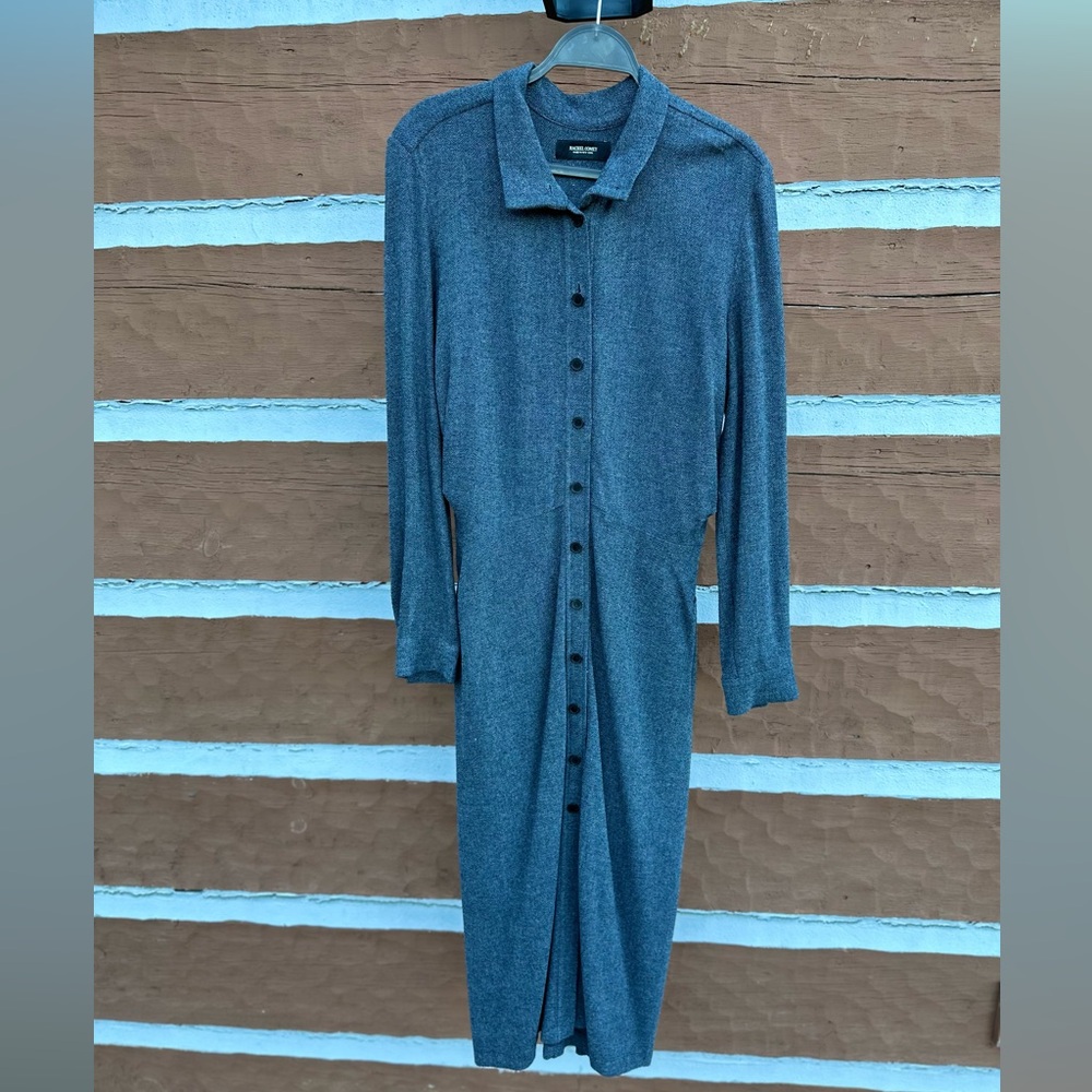 Rachel Comey Wagner Gray Long Sleeve Button Front Midi Dress - Picture 7 of 14